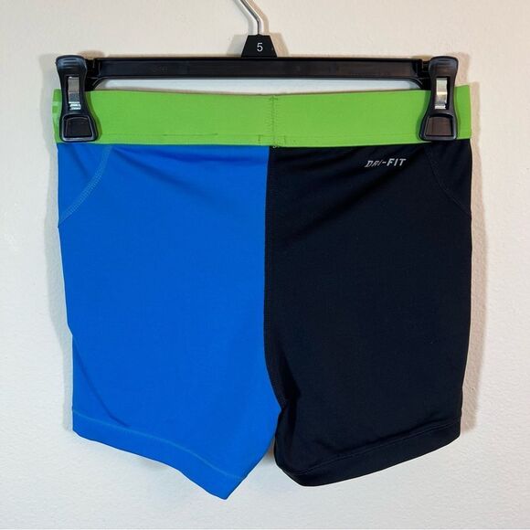 ✨ Nike Pro Blue Black Green Spandex Shorts Small - Picture 5 of 9
